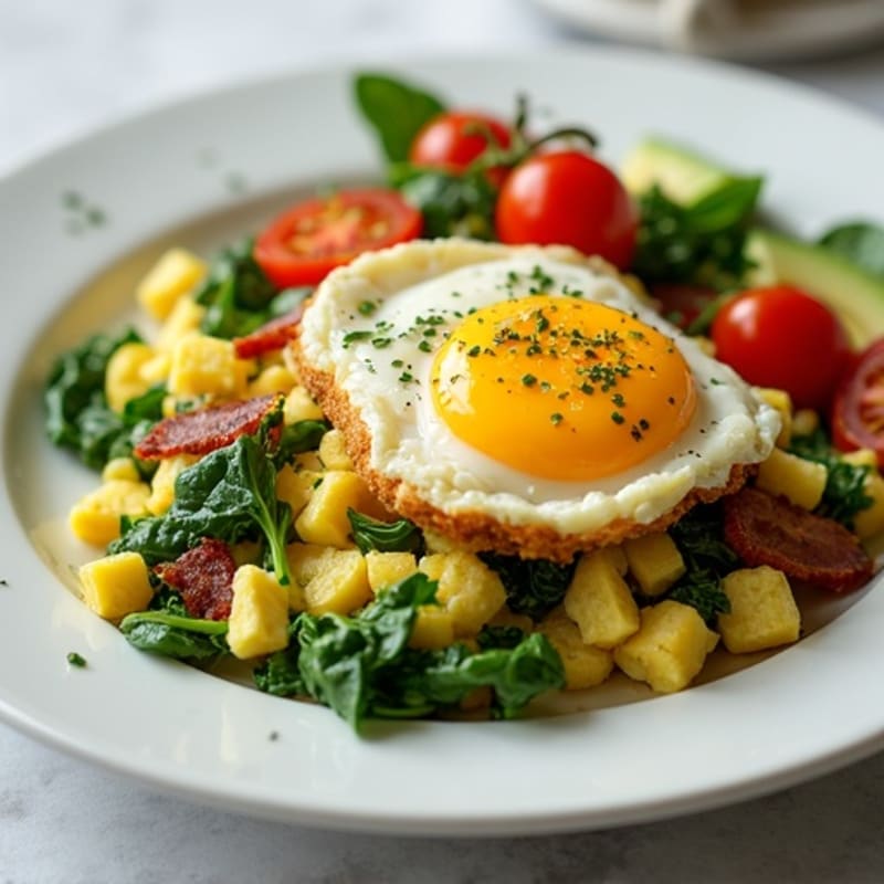 Egg White Spinach Scramble with Turkey Bacon