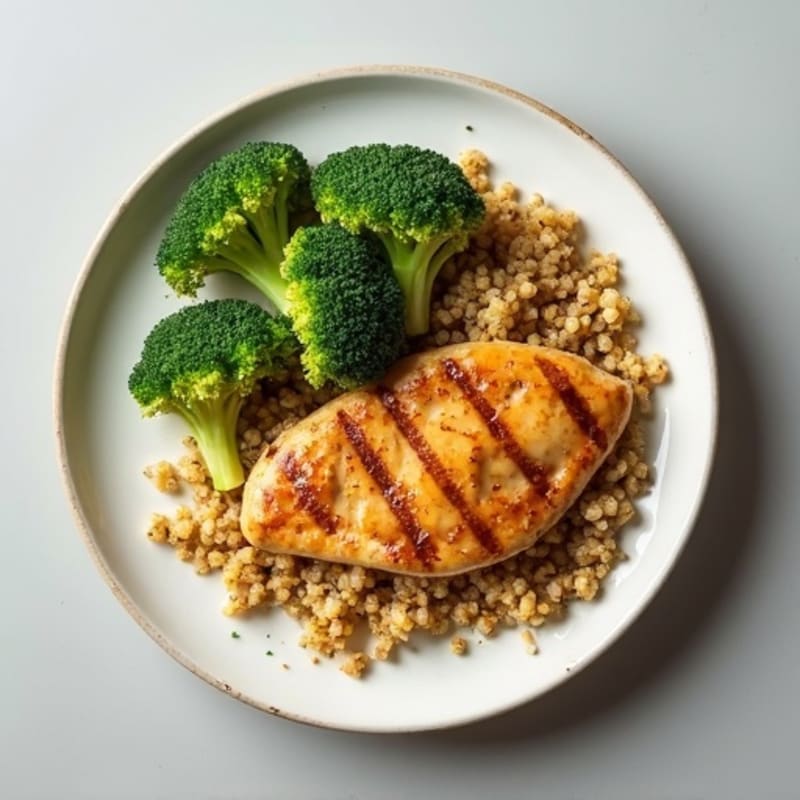 Grilled Chicken Breast with Quinoa and Steamed Broccoli