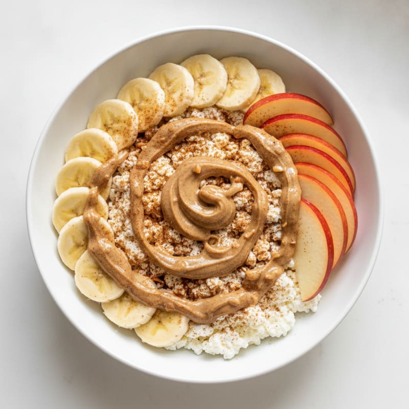 Cottage Cheese Protein Bowl with Banana, Apple, and Almond Butter