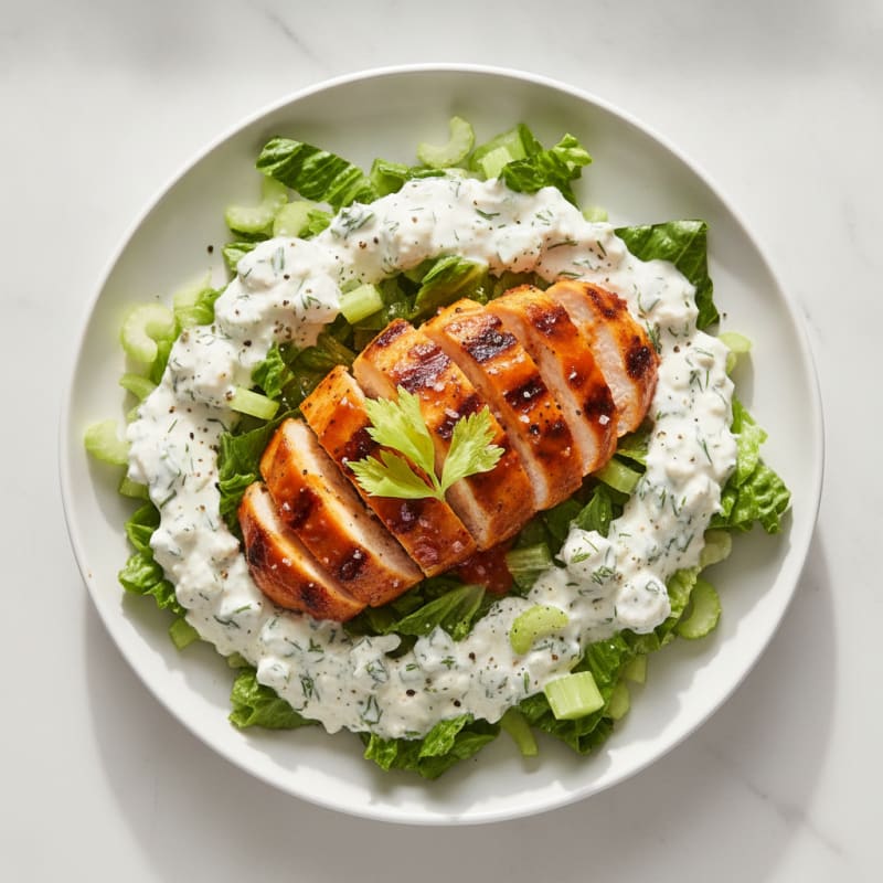 Buffalo Grilled Chicken with Cottage Cheese Ranch