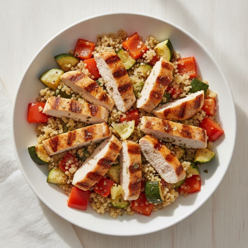 Grilled Chicken and Quinoa Salad with Roasted Vegetables
