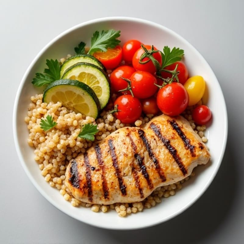 Grilled Chicken and Roasted Vegetable Bowl with Quinoa