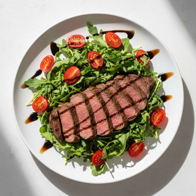 Grilled Steak and Arugula Salad with Cherry Tomatoes