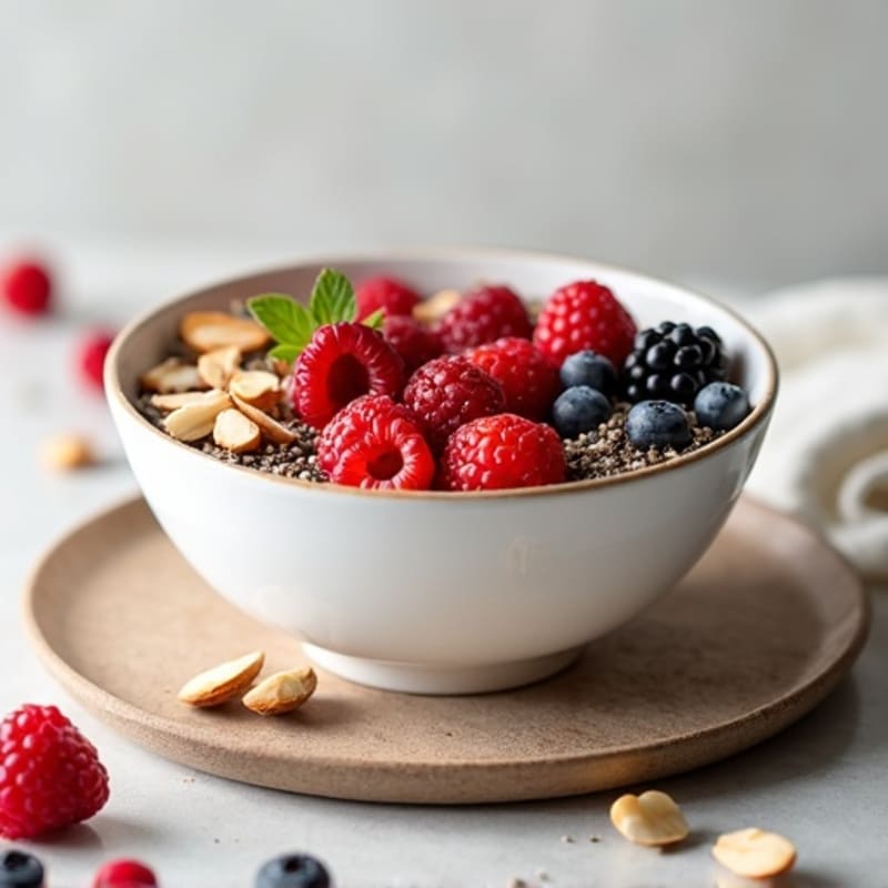 Greek Yogurt Bowl with Mixed Berries and Almonds