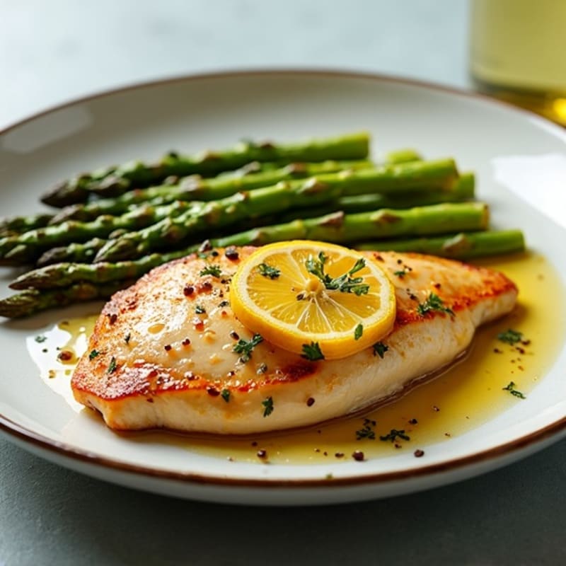 Pan-Seared Lemon Garlic Chicken with Roasted Asparagus