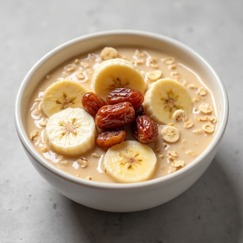 Creamy Oats with Sliced Banana and Chopped Dates