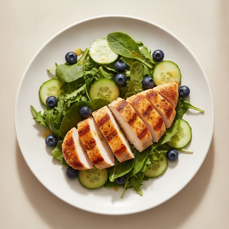 Grilled Chicken Breast over Crunchy Garden Salad