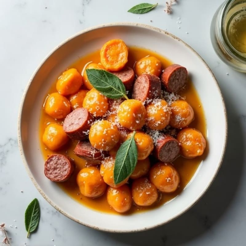 Herb-Roasted Sweet Potato Gnocchi with Sage Brown Butter & Turkey Sausage