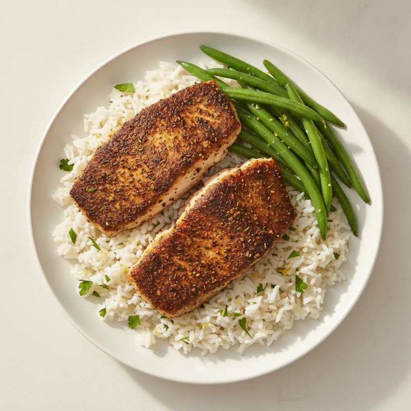 Blackened Catfish with Lemon-Herb Rice