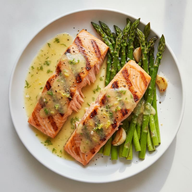 Lemon Herb Grilled Salmon with Asparagus