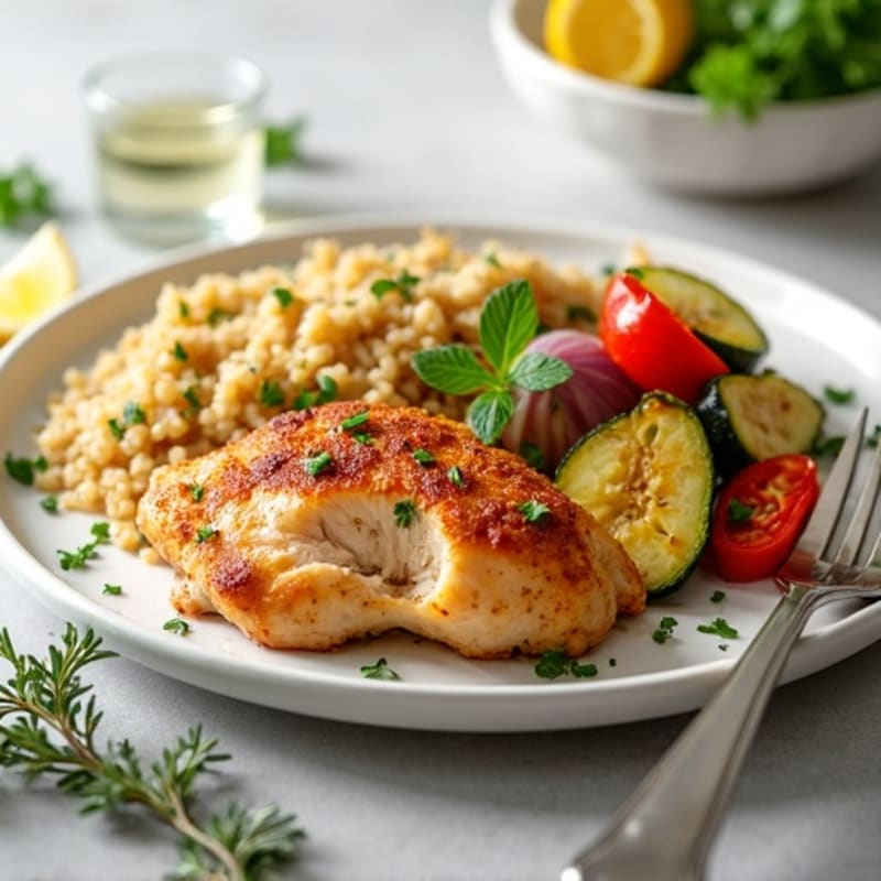 Crispy Lemon Herb Baked Chicken with Roasted Vegetables