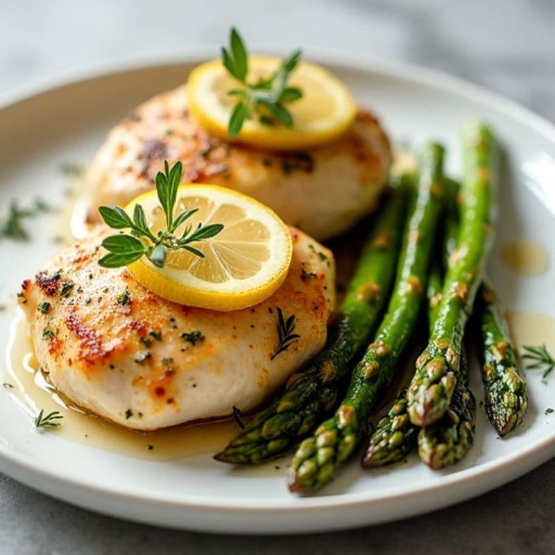Lemon Herb Roasted Chicken with Roasted Asparagus