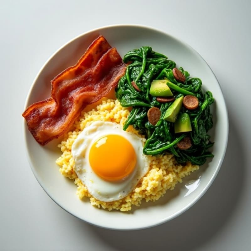 Cottage Cheese Scramble with Spinach and Turkey Bacon