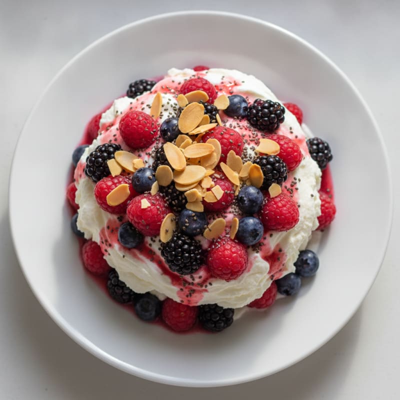 Silky Greek Yogurt Protein Mousse with Mixed Berries