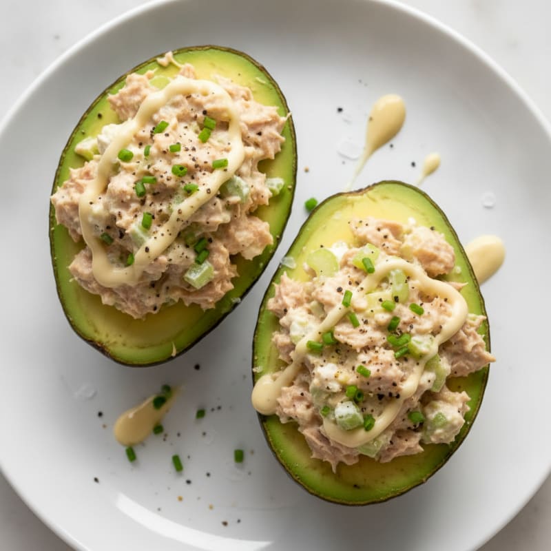 Classic Tuna and Cottage Cheese Stuffed Avocado