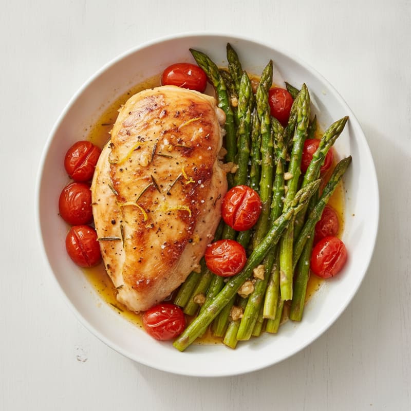 Lemon Herb Roasted Chicken with Asparagus