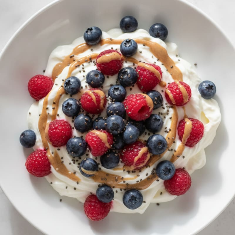 Greek Yogurt Protein Pudding with Mixed Berries