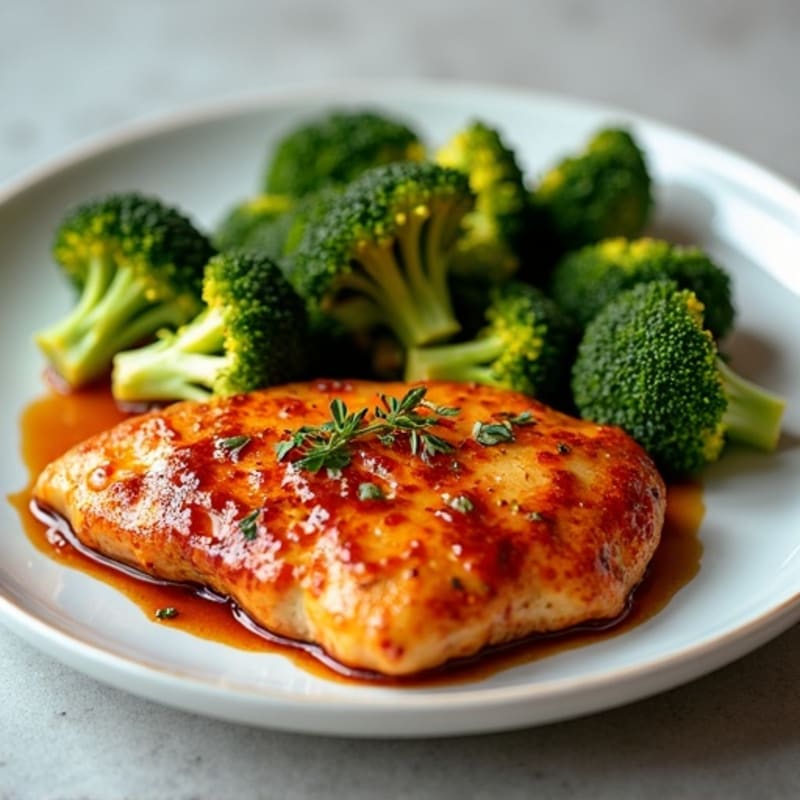 Crispy Baked Chicken with Sweet and Spicy Chili Glaze and Roasted Broccoli