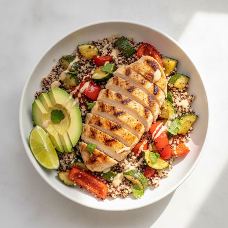 Grilled Chicken and Roasted Vegetable Bowl