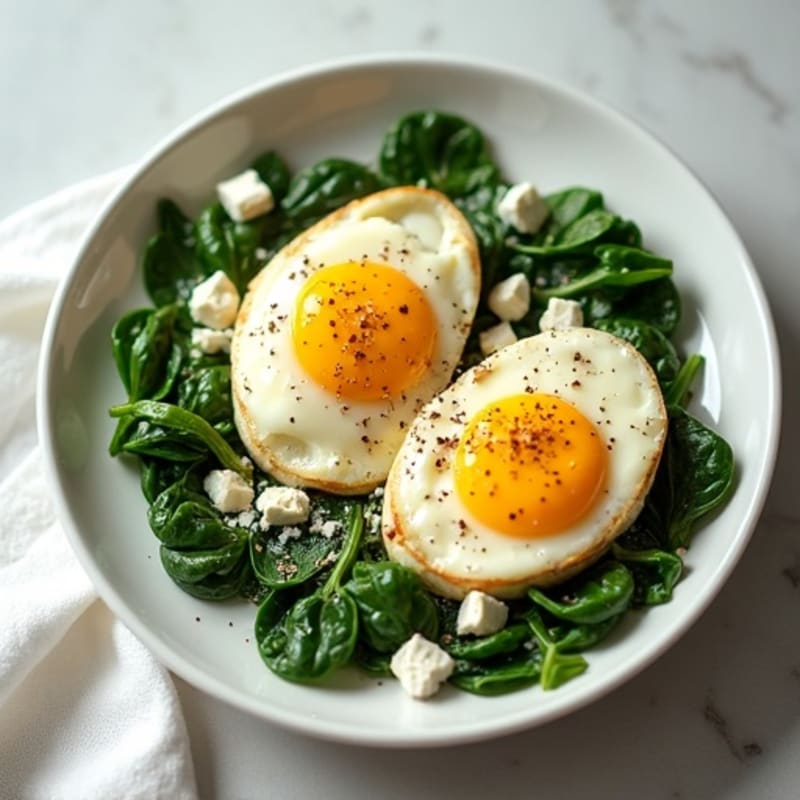 Fluffy Baked Eggs with Fresh Spinach and Feta