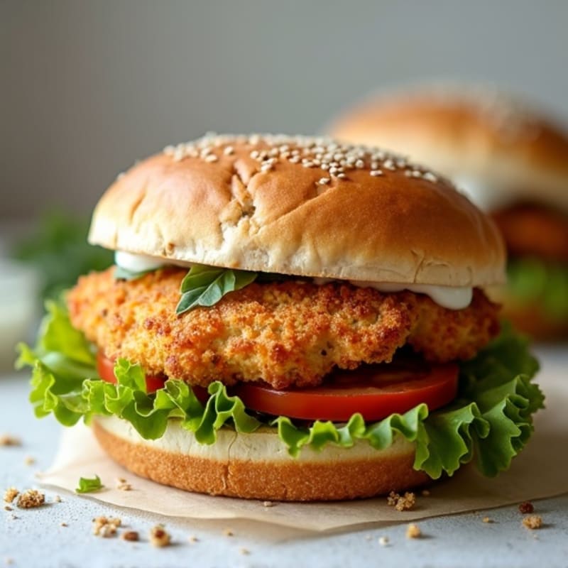 Crispy Air-Fried Chicken Sandwich with Herb Mayo