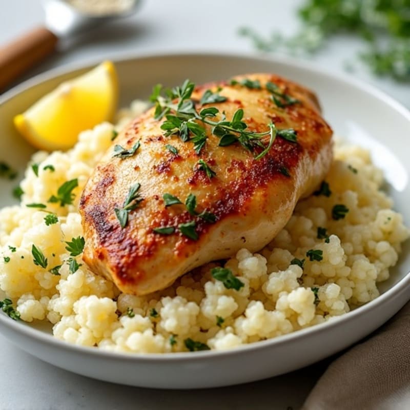 Herb-Roasted Chicken with Fluffy Cauliflower Rice