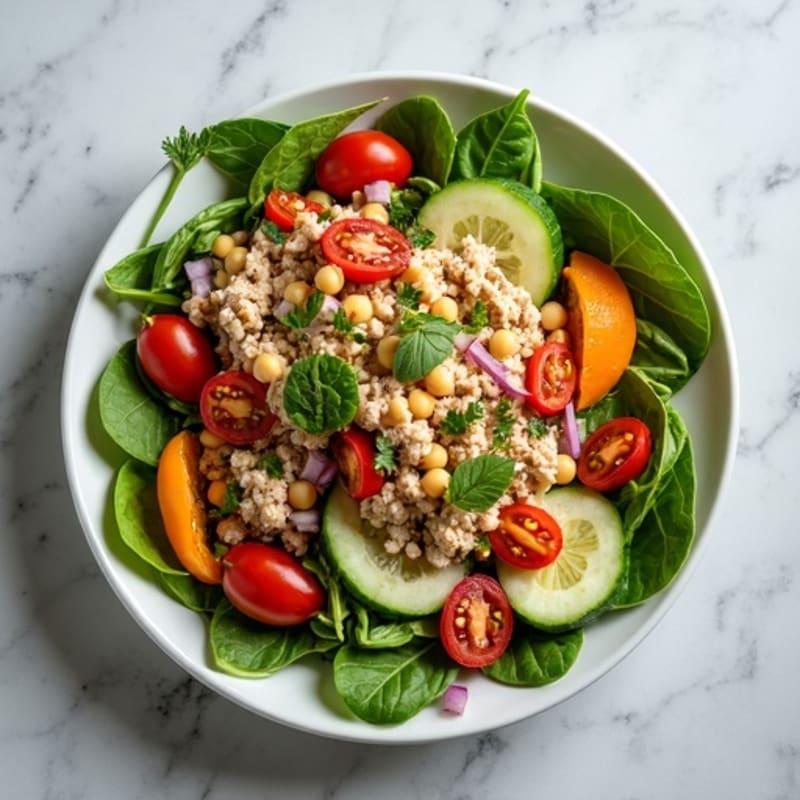 Lean Turkey and Fresh Vegetable Chopped Salad with Zesty Herb Vinaigrette