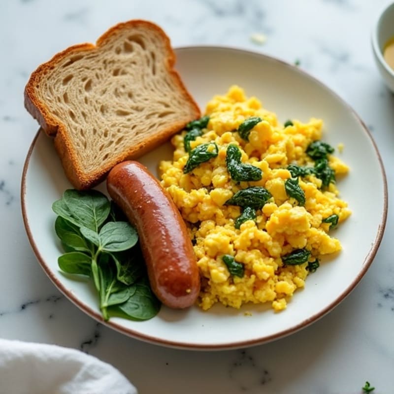 Egg White Scramble with Turkey Sausage and Spinach