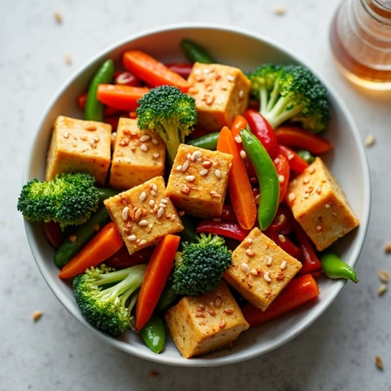Crispy Sesame Tofu Stir-Fry with Fresh Vegetables