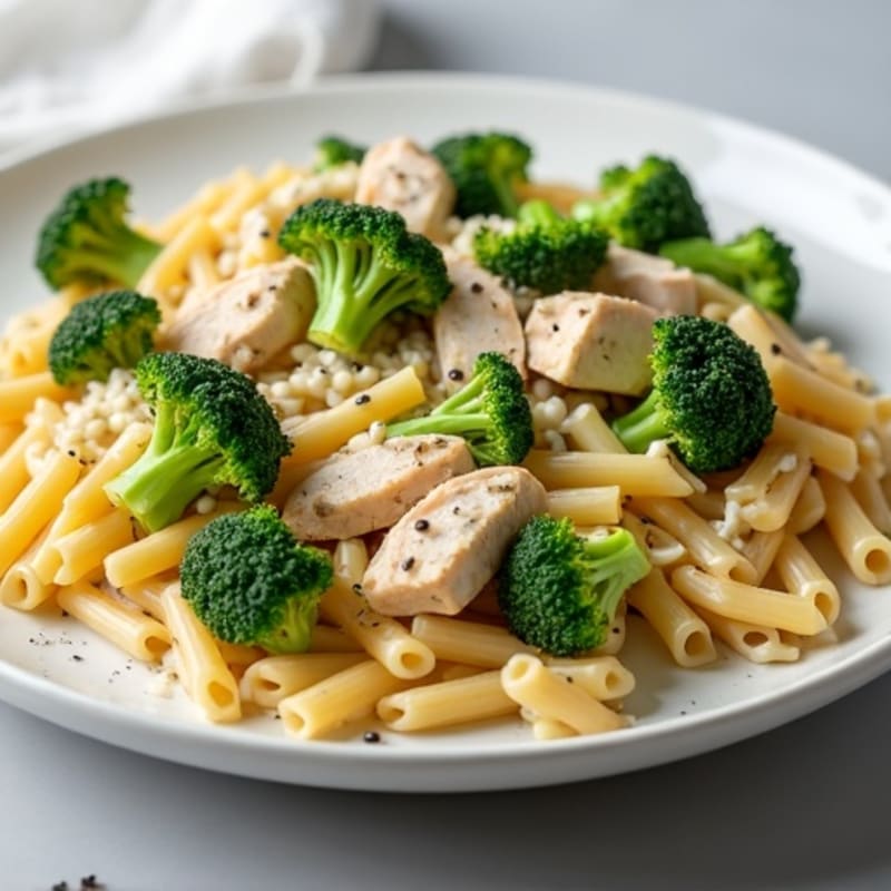 Creamy Chicken Pasta with Roasted Broccoli