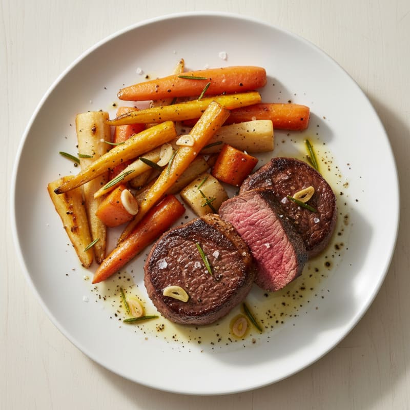 Tender Pan-Seared Venison with Roasted Root Vegetables