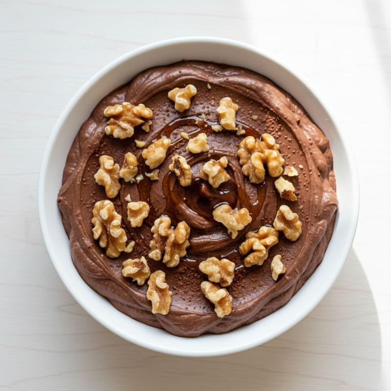 Chocolate Protein Mousse with Crushed Walnuts