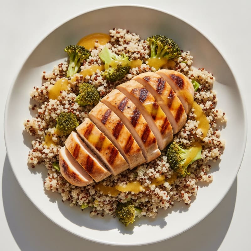 Grilled Chicken Breast with Quinoa and Broccoli Salad