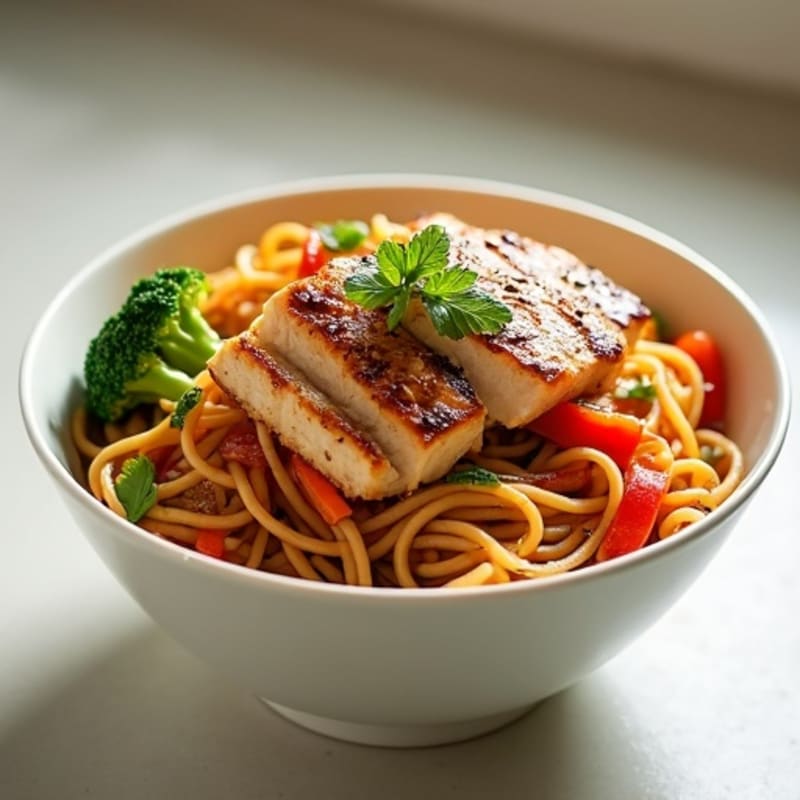 Chicken and Crispy Vegetable Sesame Noodles
