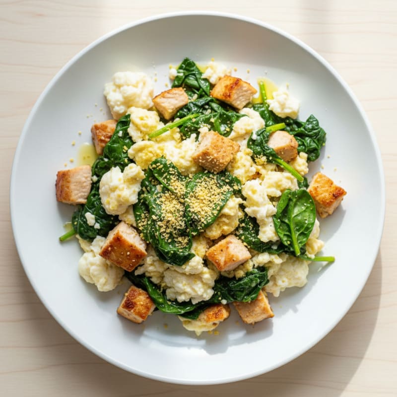 Egg White and Turkey Breast Scramble with Spinach