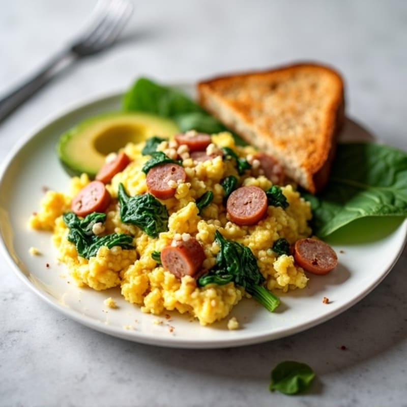 Egg White and Turkey Sausage Scramble with Spinach