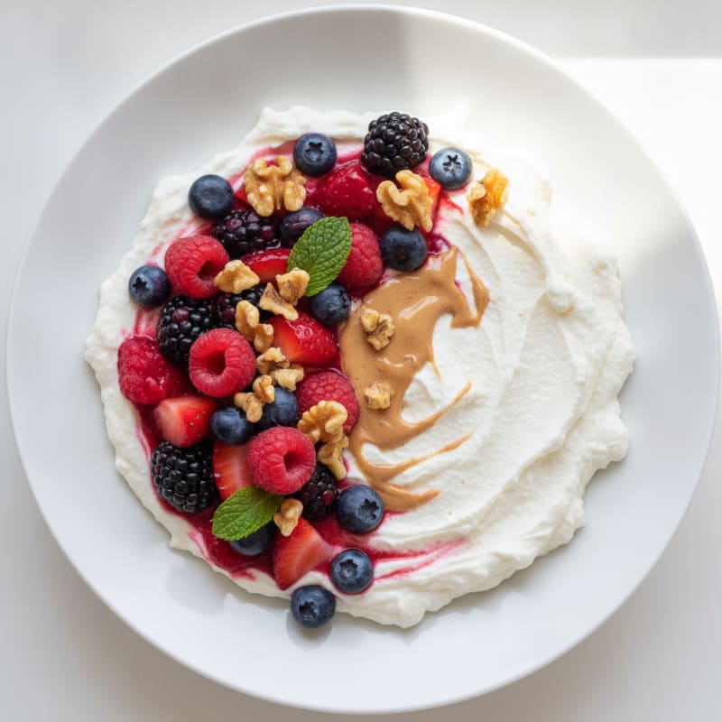 Silky Greek Yogurt Protein Mousse with Mixed Berries