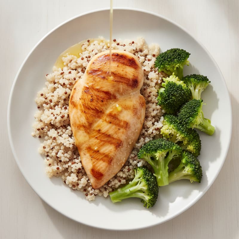 Grilled Chicken Breast with Quinoa and Steamed Broccoli