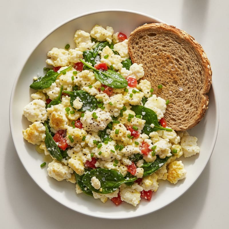Savory Egg White Cottage Cheese Scramble
