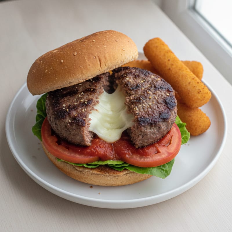 Mozzarella Stick Beef Burger