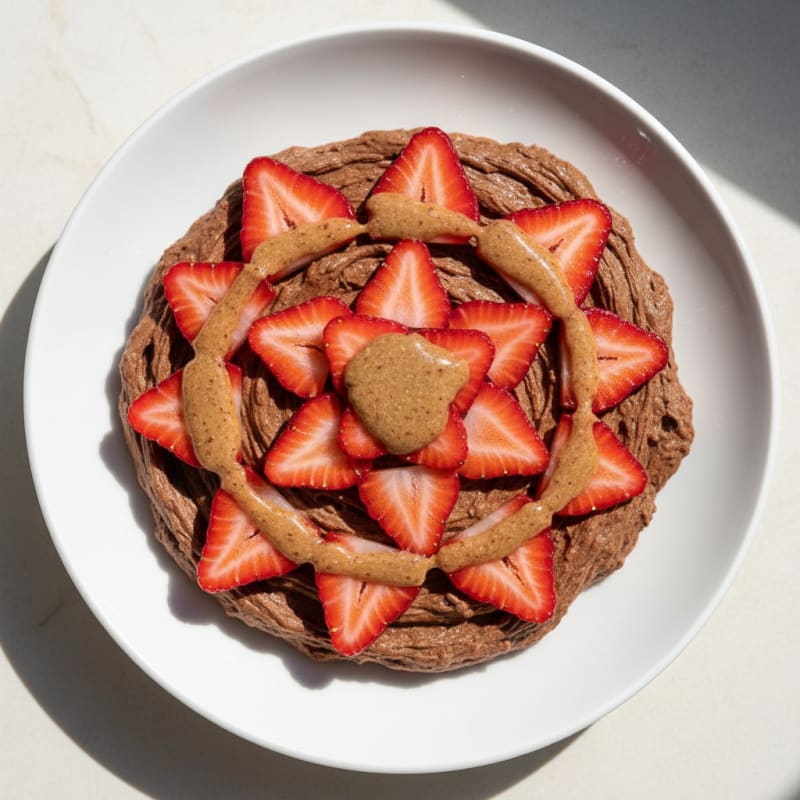 Silky Chocolate Protein Pudding with Sliced Strawberries
