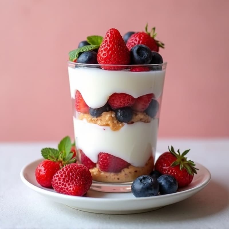 Greek Yogurt Protein Parfait with Mixed Berries and Almond Butter