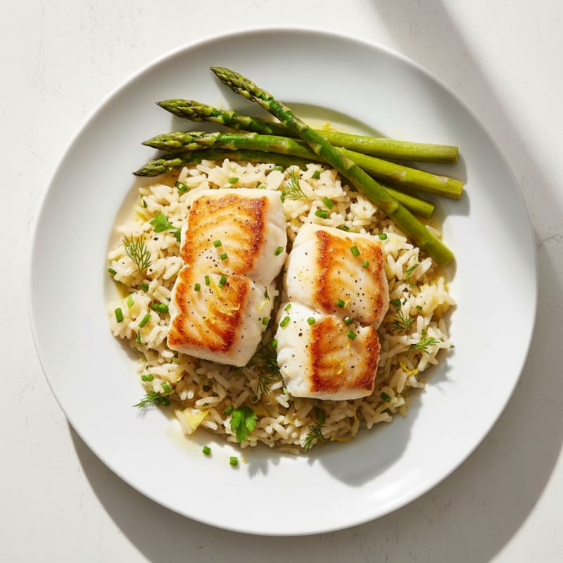 Pan-Seared Cod with Lemon-Herb Rice