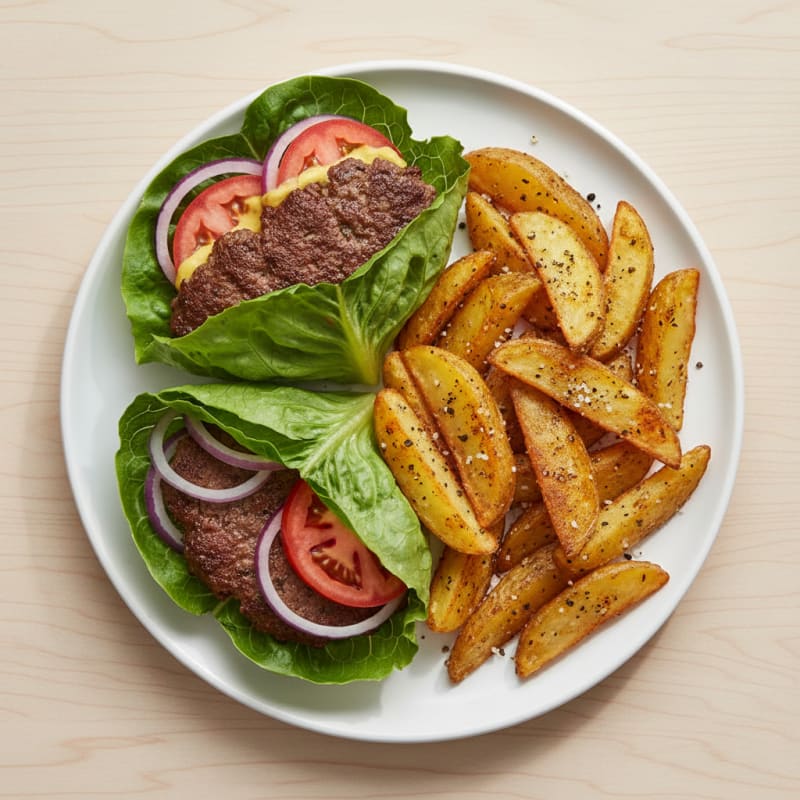 Classic Beef Burger with Crispy Fries