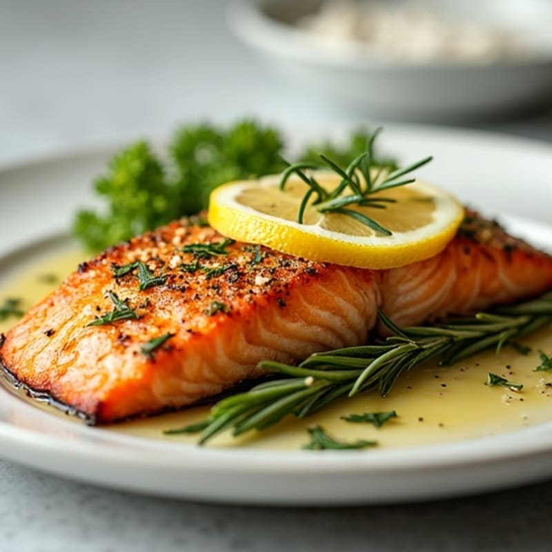 Herb-Crusted Pan Seared Salmon with Lemon