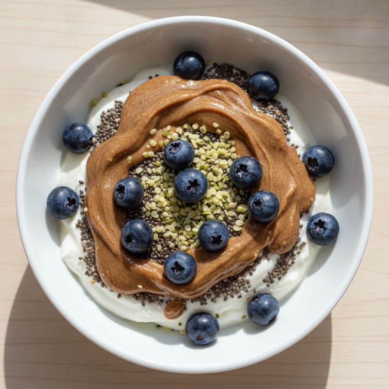 Greek Yogurt Parfait with Chia Seeds and Almond Butter