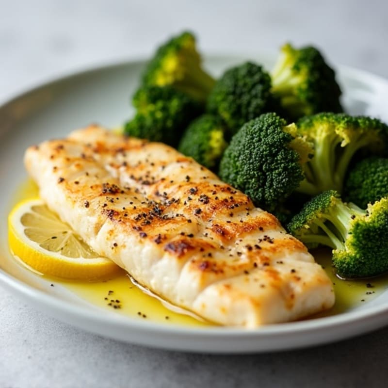 Seared Tilapia with Roasted Broccoli and Lemon