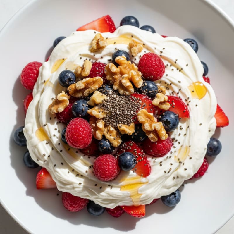 Silky Greek Yogurt Protein Pudding with Mixed Berries