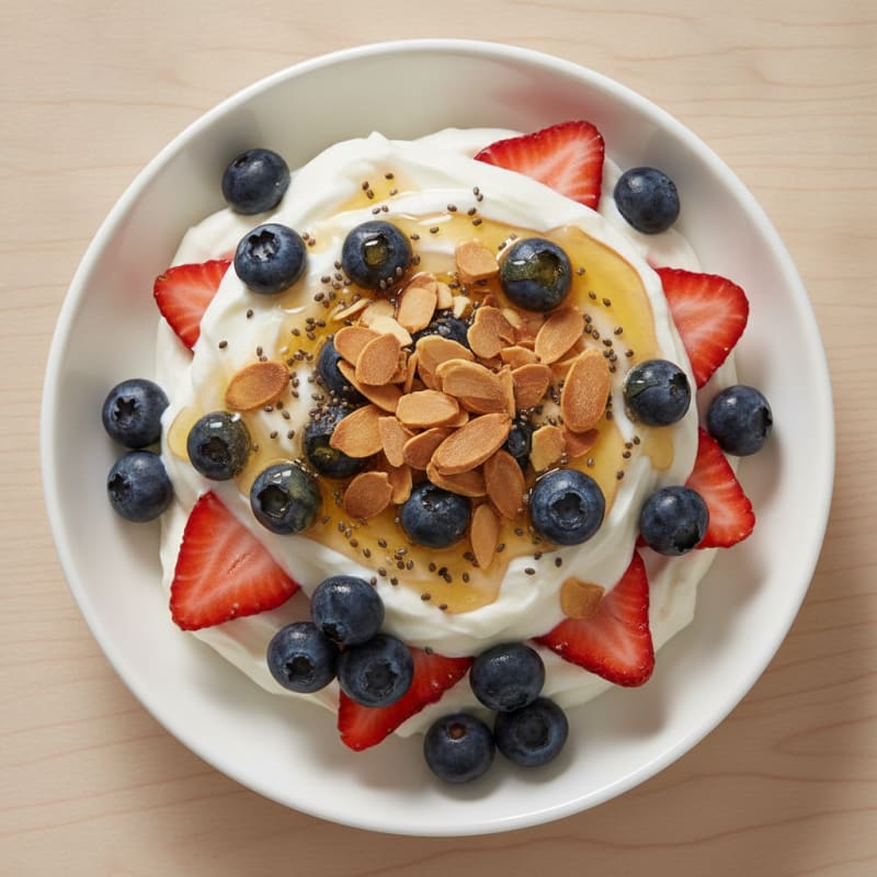 Creamy Greek Yogurt Parfait with Berries and Almonds