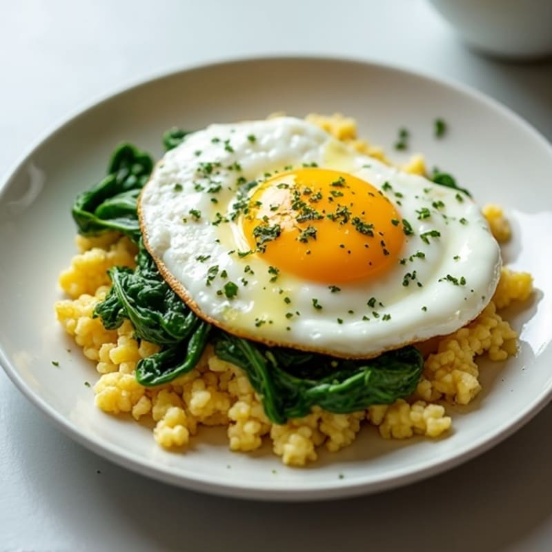 Egg White and Cottage Cheese Scramble with Sautéed Spinach